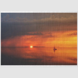 Ocean Red Sunset Sailboat Decoupage Tissue Paper