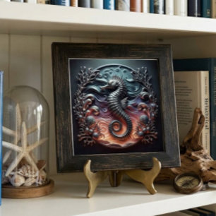 Ocean Reef & 3D Seahorse Faux Metal Tile