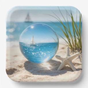 Ocean Reflection in a Lens Ball Paper Plate