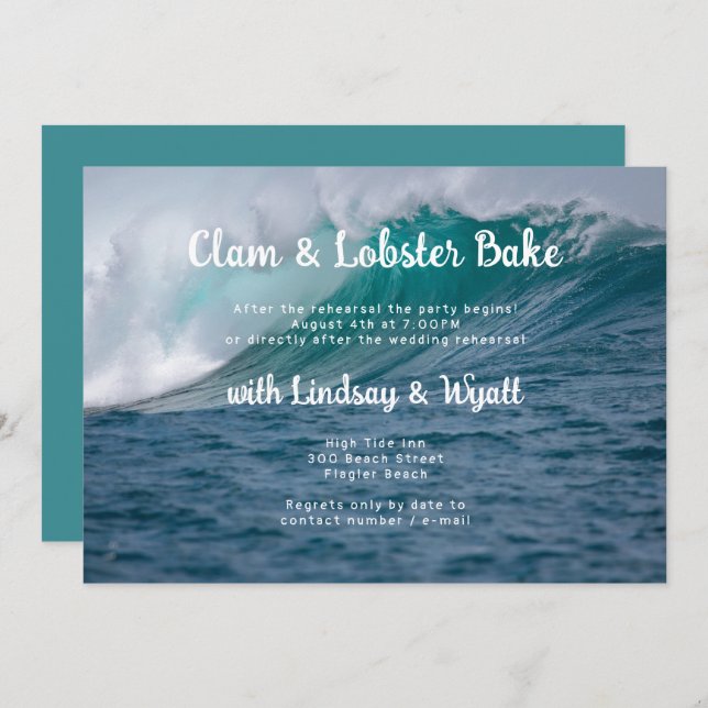 Ocean Rehearsal Dinner Lobster Bake Seafood Theme Invitation (Front/Back)