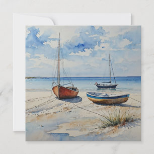 "Ocean Retreat". A Colourful Serene Boat Seascape