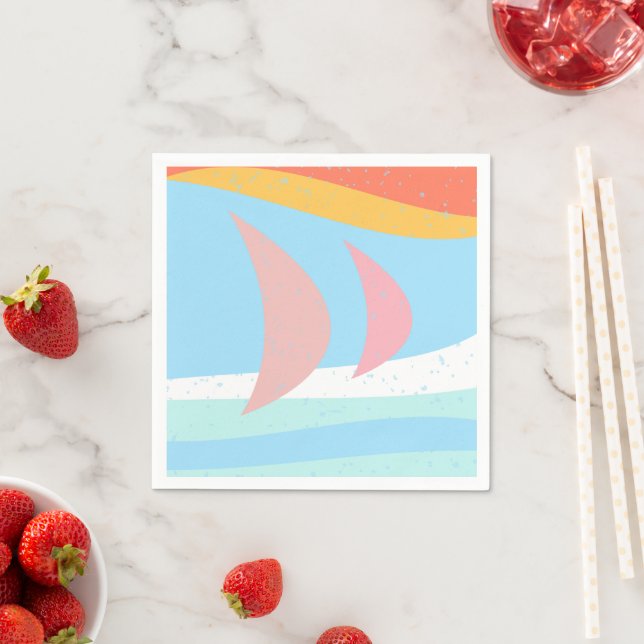 Ocean Sailing Abstract Pastel Napkin (Insitu)