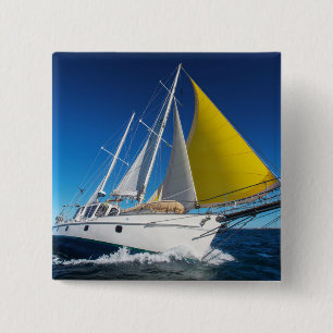 Ocean Sailing In A Yacht 2 Inch Square Button