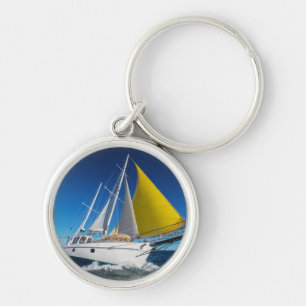 Ocean Sailing In A Yacht Keychain