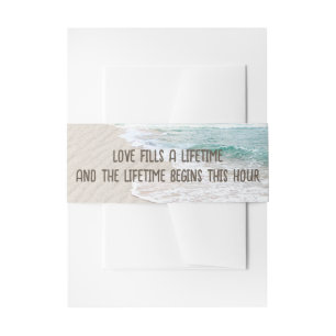 Ocean Sand and Surf With Quote Invitation Belly Band