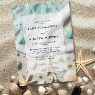 Ocean Sand Beach Destination Wedding Invitation