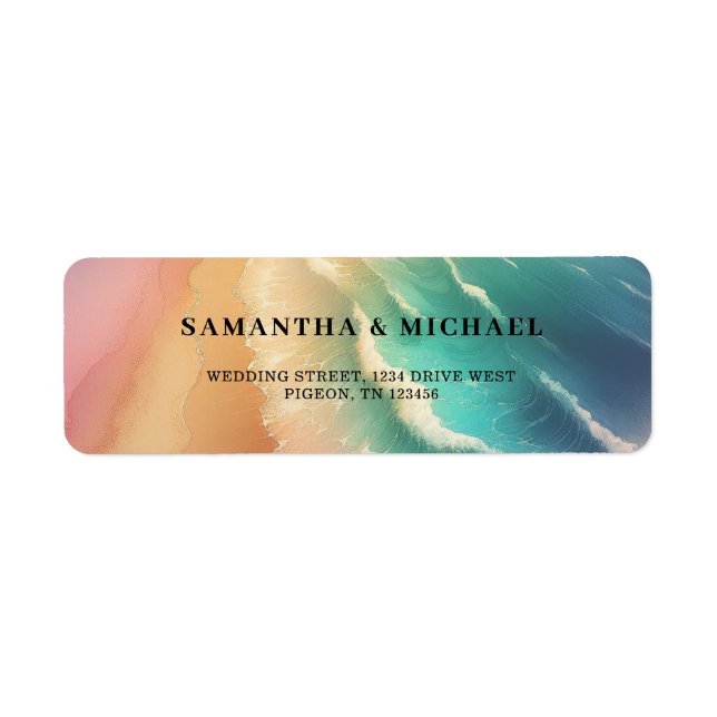 Ocean Sand Beach Sunset Watercolor Wedding (Front)