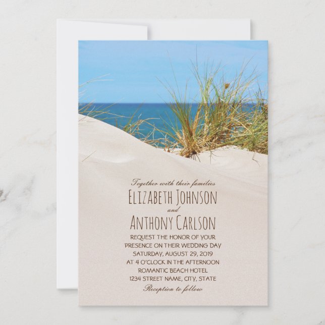 Ocean Sand Creative Beach Themed Wedding Invitation (Front)
