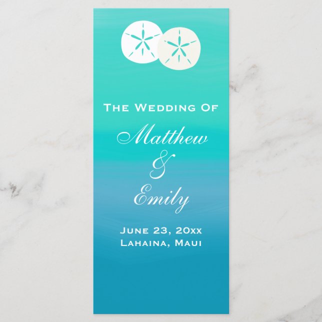 Ocean Sand Dollars Wedding Program (Front)