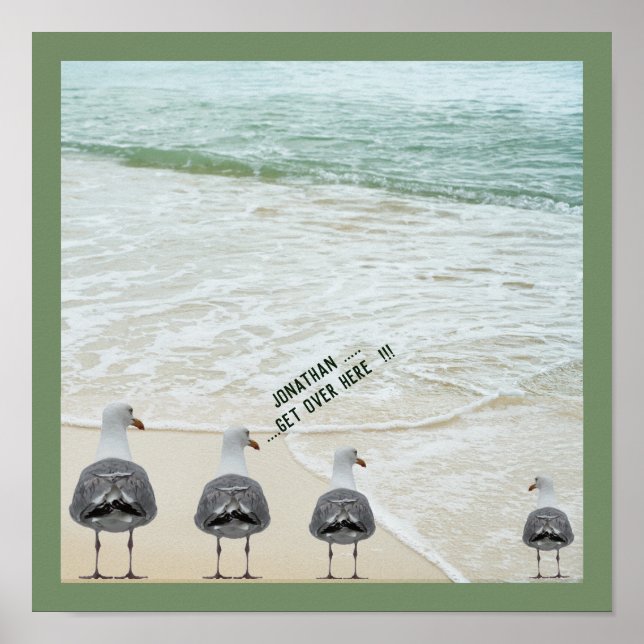 Ocean Sand Seagulls Poster (Front)