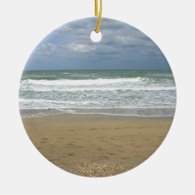 Ocean Sand Sky Faded background Ceramic Ornament (Front)