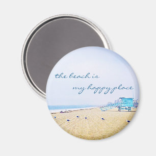 Ocean Sandy Beach Is My Happy Place Quote Script  Magnet