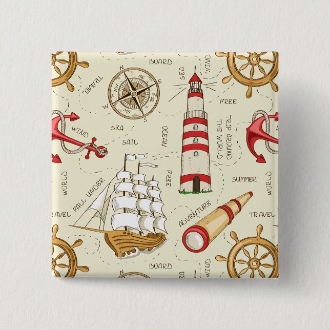 Ocean Scene 2 Inch Square Button (Front)