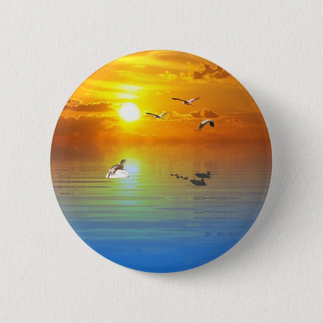 Ocean Scene pin/ 2 Inch Round Button (Front)