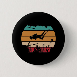 Ocean Scuba Diving Retro Diver 2 Inch Round Button