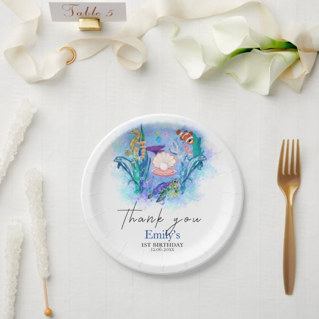Ocean Sea Animals Baby Birthday Party Paper Plates (Wedding)