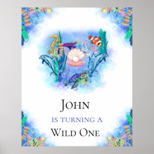 Ocean Sea Animals Birthday Poster