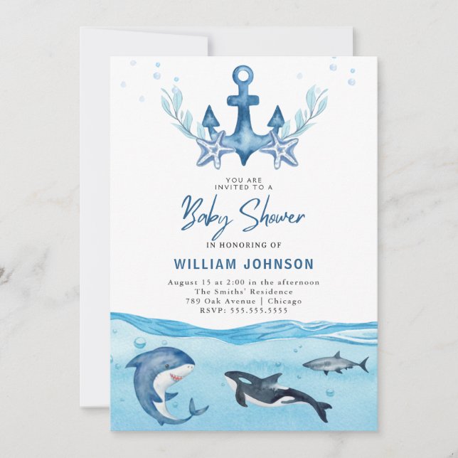 Ocean & Sea Baby Shower Invitation (Front)