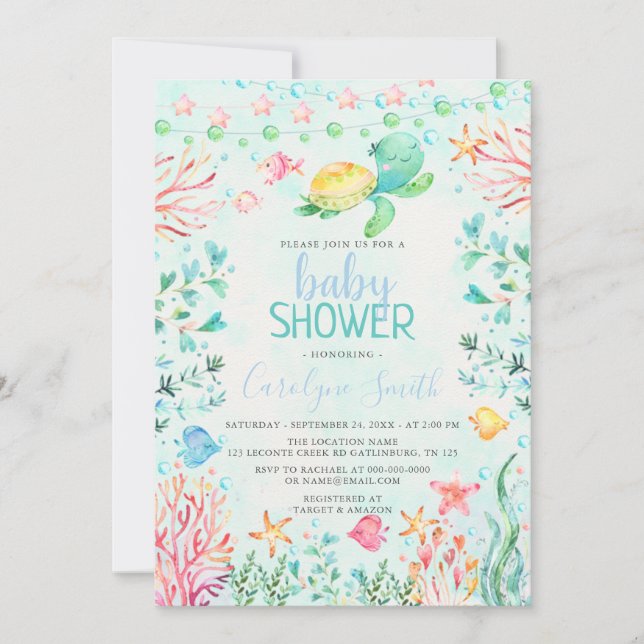 Ocean Sea Baby Shower Invitation (Front)