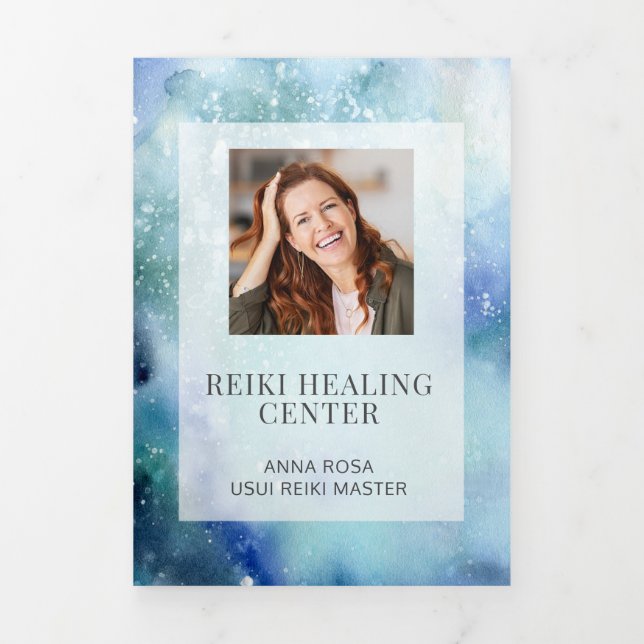 *~* Ocean Sea Beach Photo Logo QR Trifold Brochure (Page de couverture)