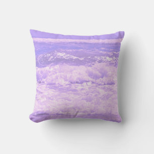 Ocean Sea Beach Purple Waves Water Throw Pillow