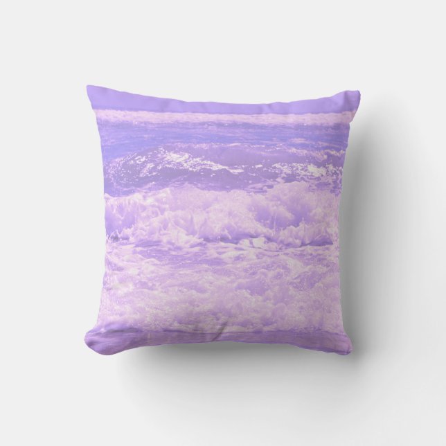 Ocean Sea Beach Purple Waves Water Throw Pillow (Front)