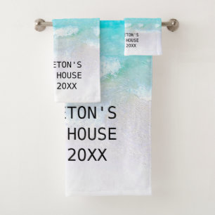 Ocean Sea Blue Beach House Family  Bath Towel Set