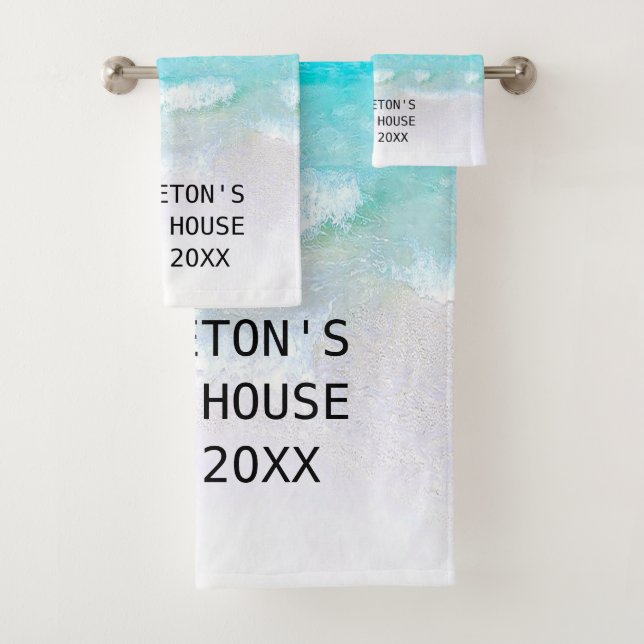 Ocean Sea Blue Beach House Family  Bath Towel Set (Insitu)