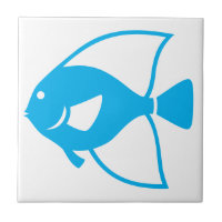 Ocean Sea Blue Fish White Tile Bathroom Accent