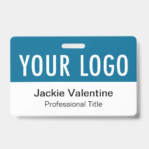 Ocean Sea Blue PVC Badge Horizontal Staff Name Tag