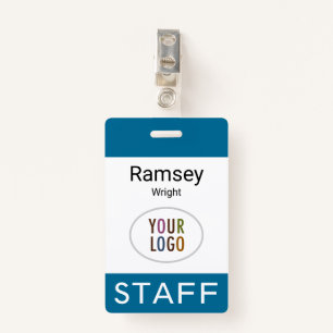 Ocean Sea Blue Staff Name Badge Clip Reel Lanyard