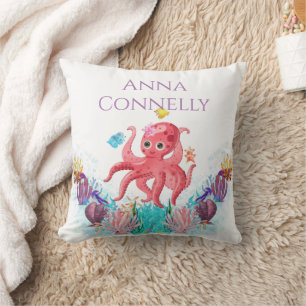 Ocean Sea Colourful Cute baby Octopus Gift Throw Pillow