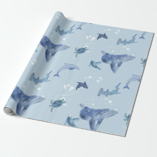 ocean sea creatures wrapping paper