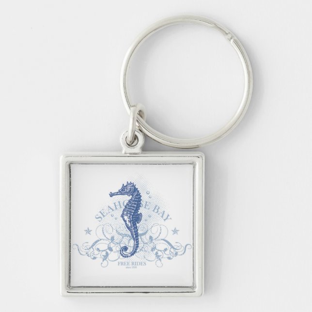 Ocean Sea Horse Water Salt Wate Monogram Key Chain (Front)