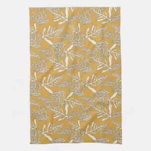 Ocean Sea Kelp on the Beach in Gold Kitchen Towel