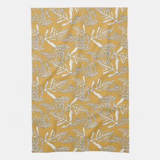 Ocean Sea Kelp on the Beach in Gold Kitchen Towel