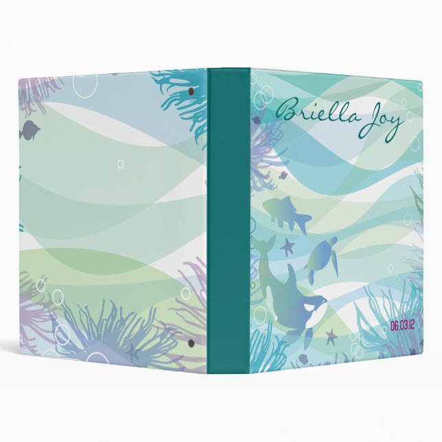 Ocean Sea Life Bat Mitzvah Invitation Binder (Background)