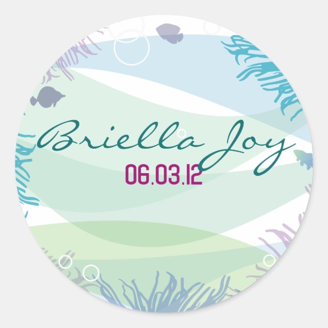 Ocean Sea Life Bat Mitzvah Invitation Classic Round Sticker (Front)