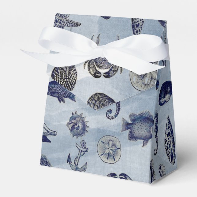 Ocean Sea Life Nautical Seashells Beach Wedding Favor Box (Front Side)