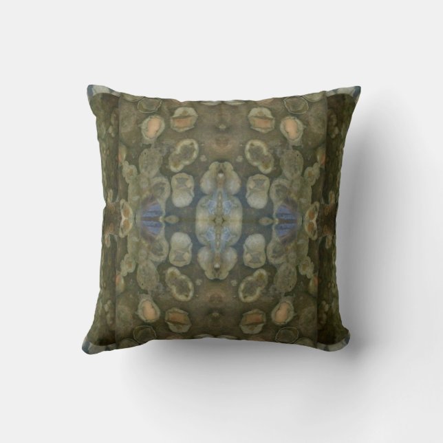 Ocean Sea Marine Sediment Gemstone Boxed Pattern Throw Pillow (Back)
