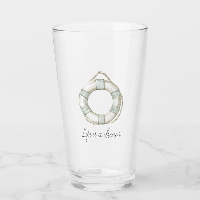 Ocean Sea Mint White Round Floating Device Glass (Front)