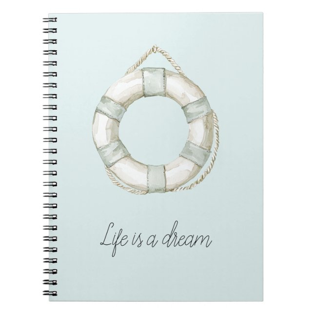 Ocean Sea Mint White Round Floating Device Notebook (Front)