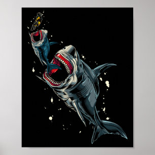 Ocean Sea Monster Hunting Megalodon Scuby Diver Gi Poster