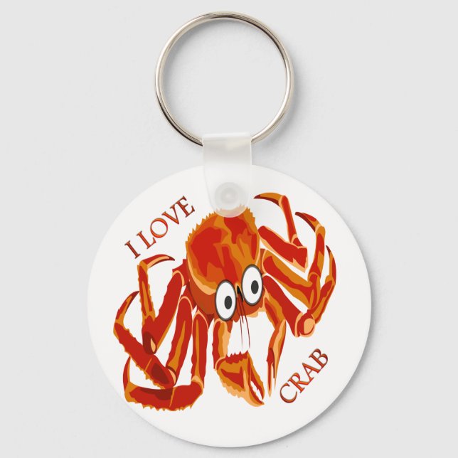 Ocean sea tropical orange king crab on white keychain (Front)