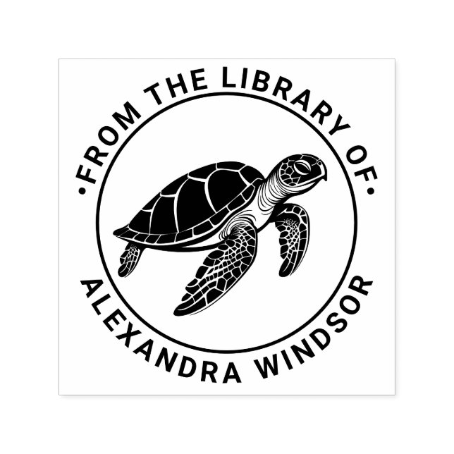 Ocean Sea Turtle #4 Library Book Name Self-inking Stamp (Design)
