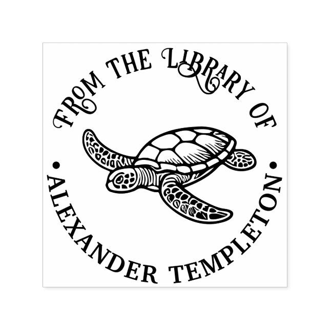 Ocean Sea Turtle #7 Library Book Name Self-inking Stamp (Design)