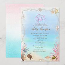 Ocean Sea Turtle Girls Baby Shower Invitation