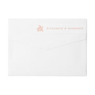 Ocean Sea Turtle, Soft Coral Beach Wedding Wrap Around Label