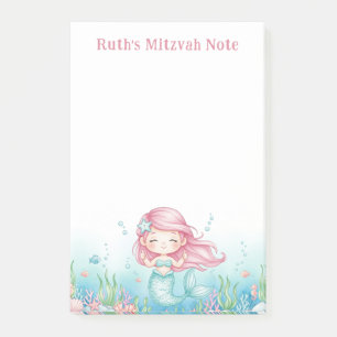 Ocean Sea Underwater Mermaid Personalized Mitzvah Post-it Notes