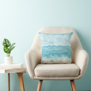 Ocean Sea View 267 turquoise blue Throw Pillow